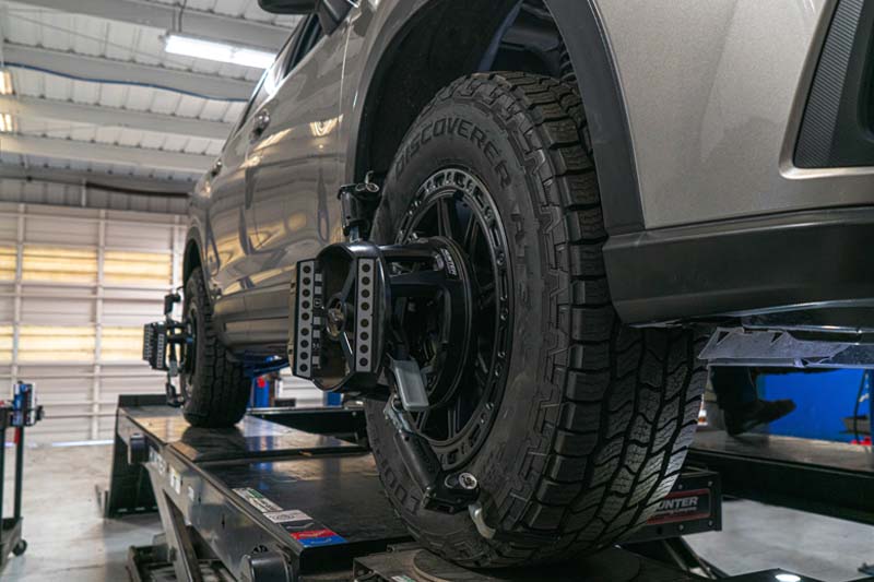 M45 Automotive performing four-wheel alignment on a Subaru in Auburn, CA